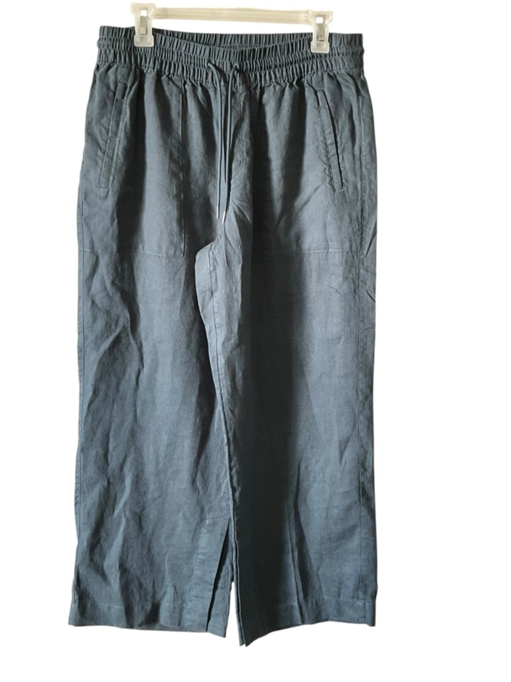 Athleta Gray Linen Wide Leg Pants Size M/P Pull-On Drawstring Casual - Picture 1 of 9